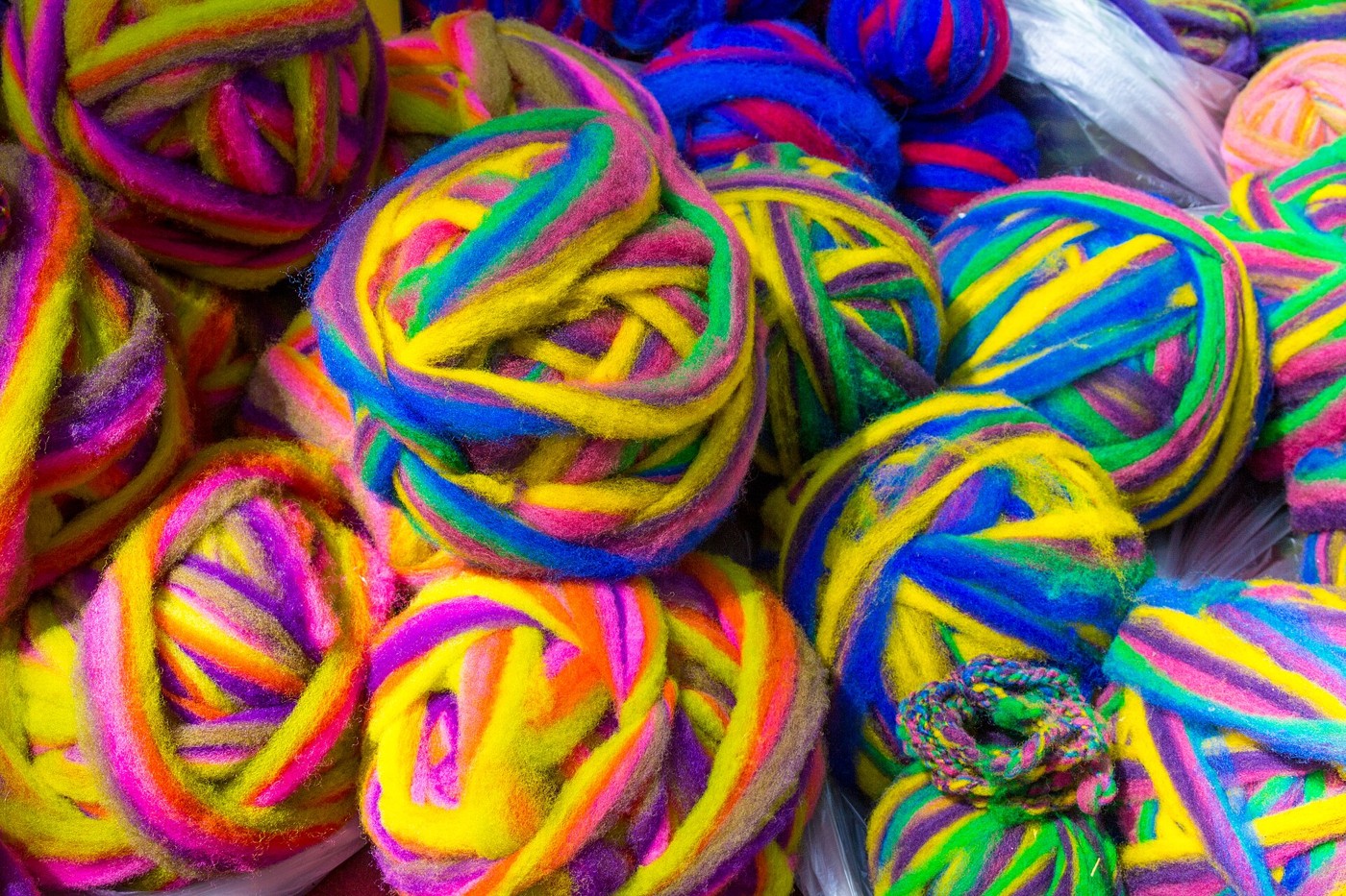 Colorful balls of yarn