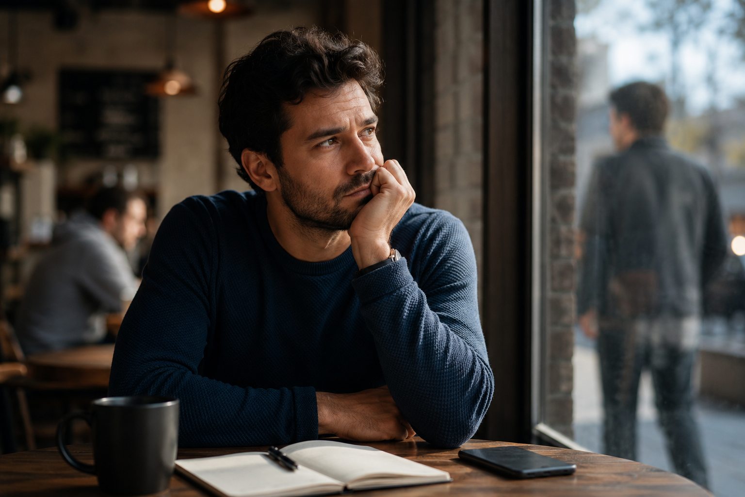 Person thinking about someone they feel strongly connected to while apart
